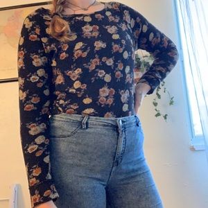 Pixelated flower pattern sweater